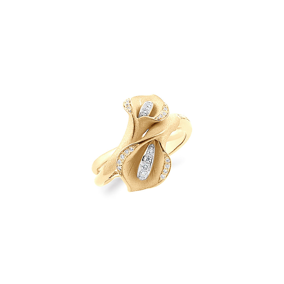 Ring - Two Calla with .14 cttw Diamonds in 18 Karat Gold – ZFolio