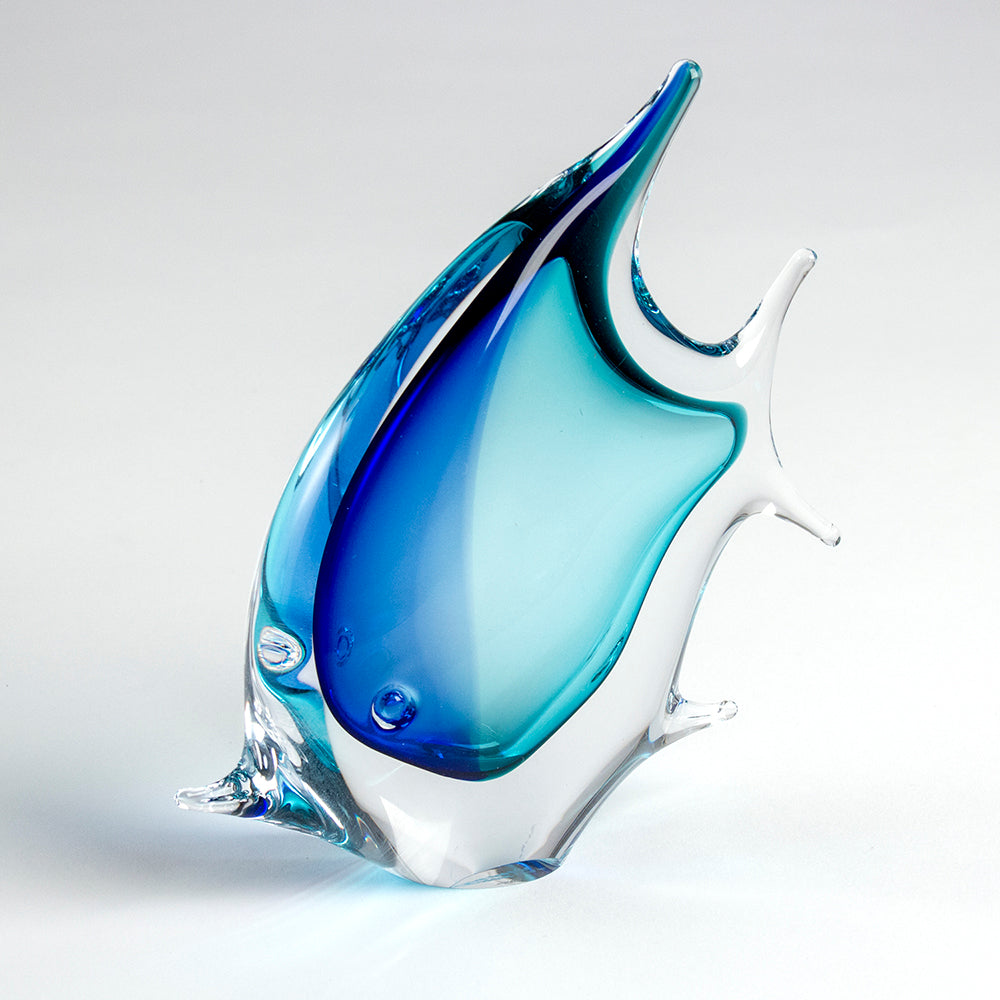 Fish - Shorter Glass Sculpture in Blue and Turquoise – ZFolio
